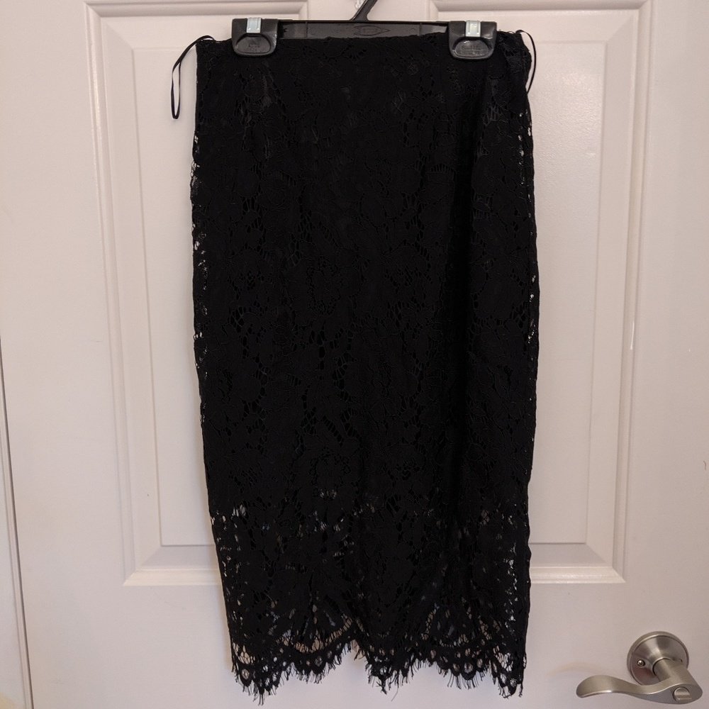 Lace midi pencil skirt